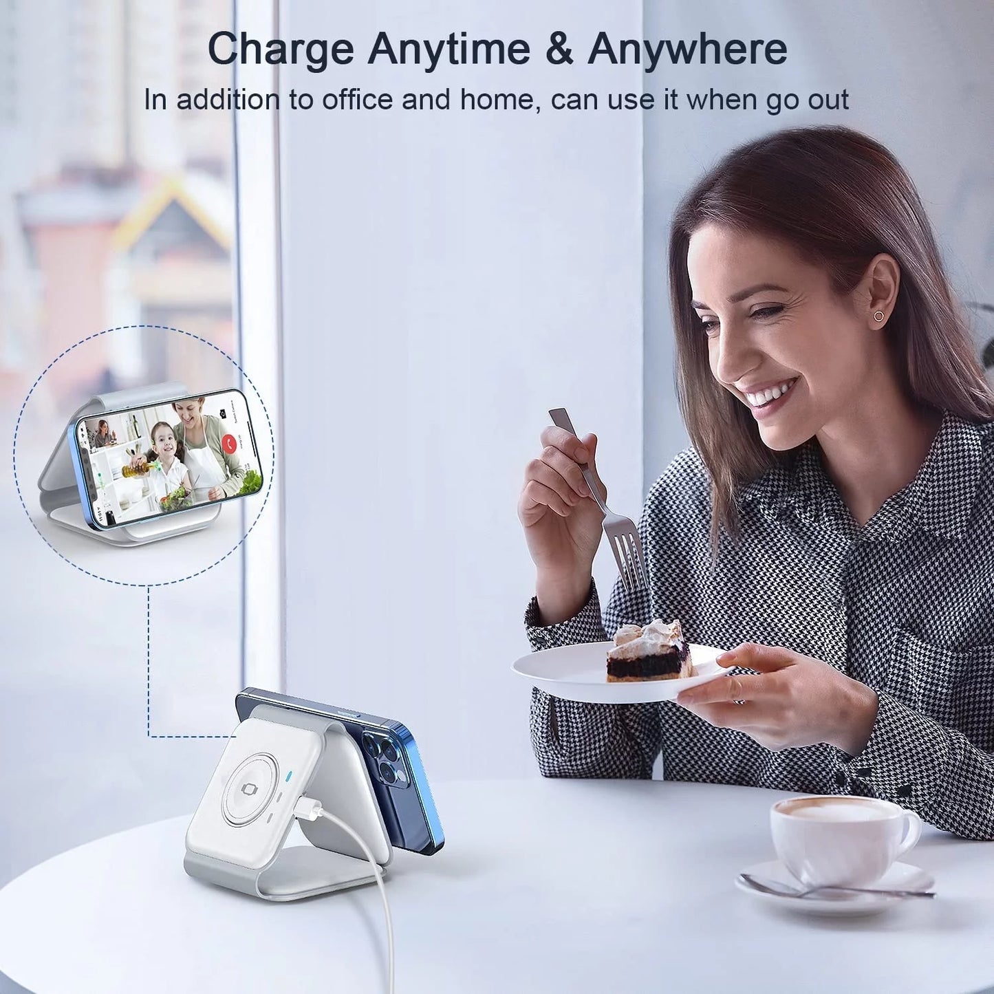 3 in 1 Wireless Charging Station for Multiple Device Apple, Magnetic Foldable Charging Station for Iphone 16/15/14/13 Series, Airpods 4/3/Pro, Iwatch(Adapter Included)