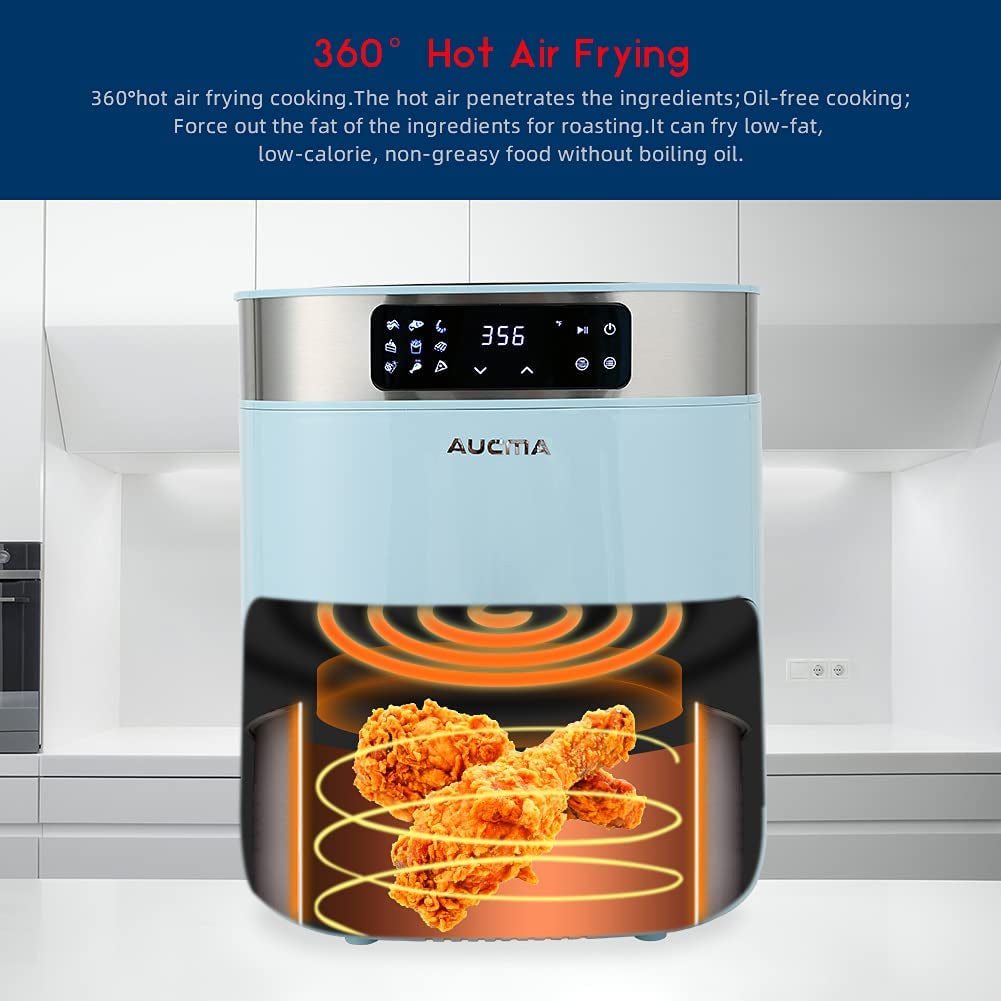 Air Fryer, 5.8QT Hot Air Fryers Oven, XL Electric Air Fryers Oven Cooker with 9 Cooking Preset, Digital Touch Screen Preheat & Nonstick Basket (Blue)