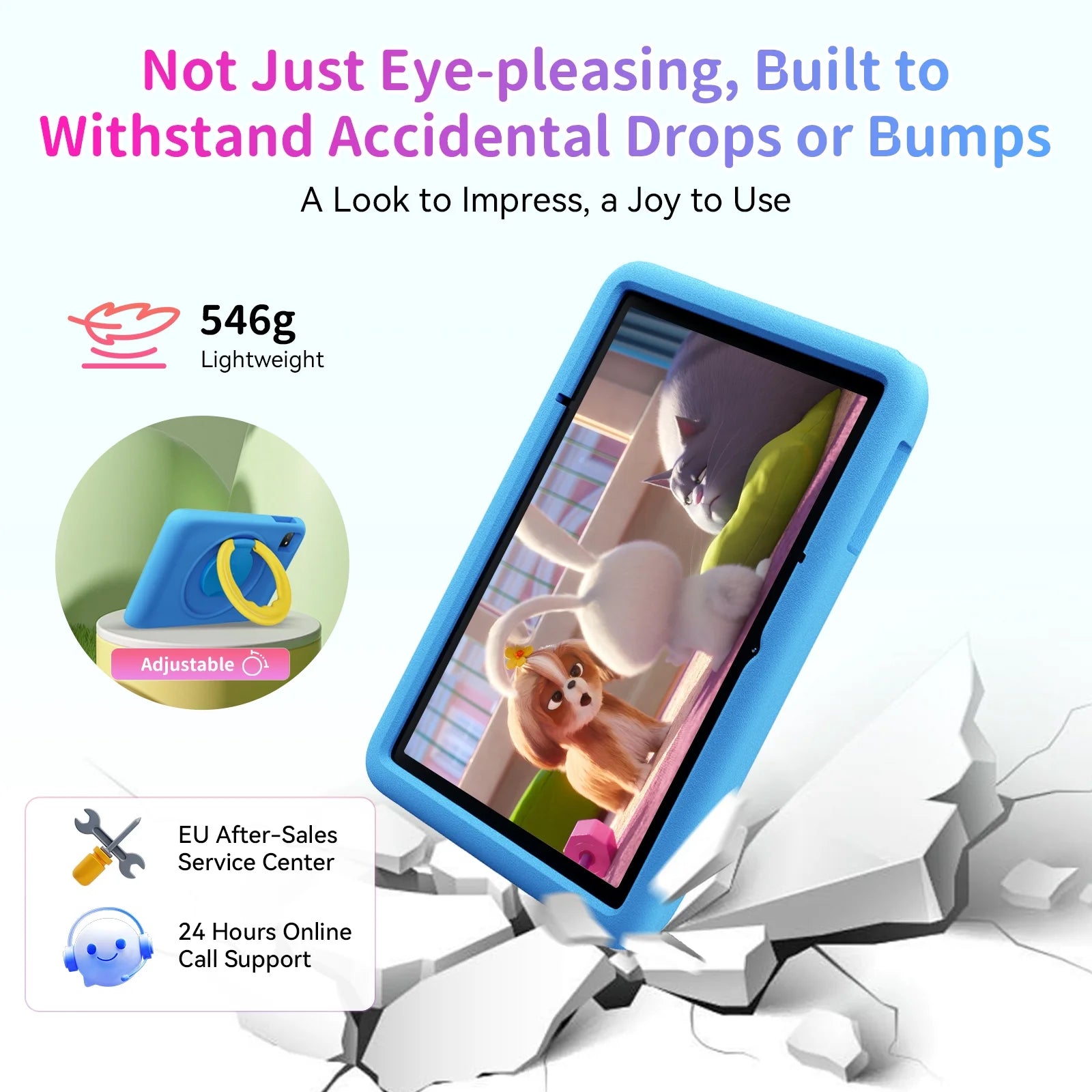 10" Kids Tablet 6GB+64GB Parental Controls Android Tablets Wifi 6 Kid-Proof Case, Tab 30 Kids,Pink