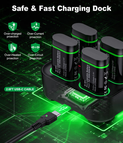 Charger for Xbox Rechargeable Battery Pack, 4 X 3600Mwh Xbox One Controller Battery Packs for Xbox Series X/S/Xbox One/S/X/Elite,Xbox Accessories
