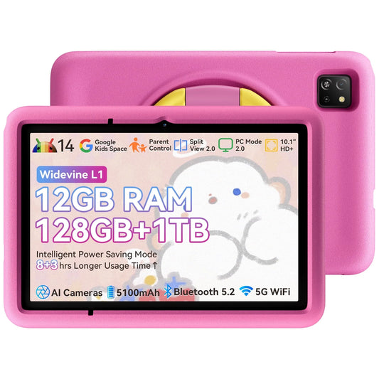 10" Kids Tablet 6GB+64GB Parental Controls Android Tablets Wifi 6 Kid-Proof Case, Tab 30 Kids,Pink