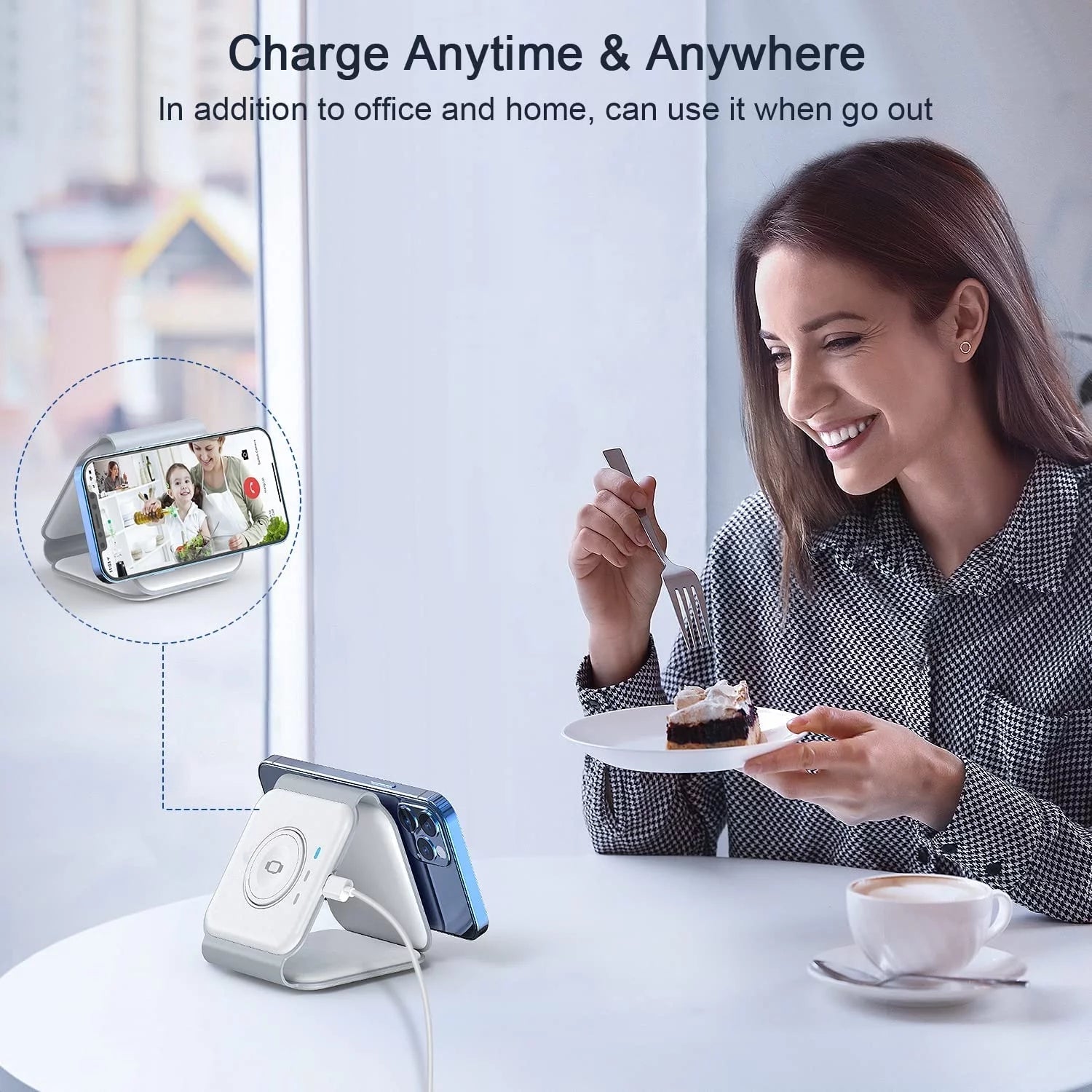 3 in 1 Wireless Charging Station for Multiple Device Apple, Magnetic Foldable Charging Station for Iphone 16/15/14/13 Series, Airpods 4/3/Pro, Iwatch(Adapter Included)