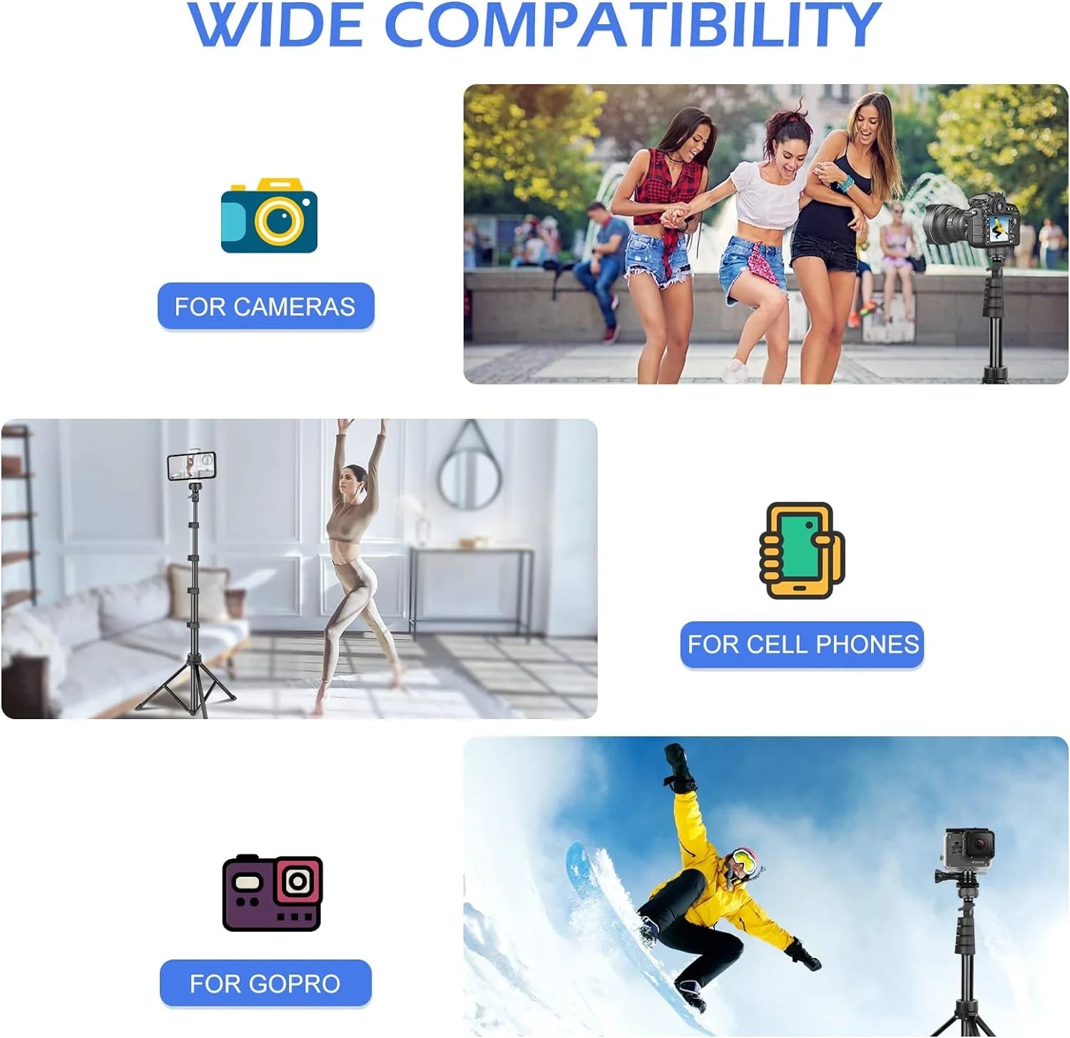 All in One 60" Video Tripod with Wireless Remote 360°, Black