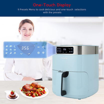 Air Fryer, 5.8QT Hot Air Fryers Oven, XL Electric Air Fryers Oven Cooker with 9 Cooking Preset, Digital Touch Screen Preheat & Nonstick Basket (Blue)