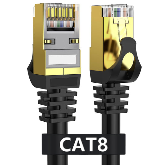 Cat 8 Ethernet Cable 3 Ft Shielded, Indoor&Outdoor, Heavy Duty High Speed Direct Burial 26AWG Cat8 Network Wire, 40Gbps 2000Mhz SFTP Patch Cord, in Wall&Weatherproof RJ45 Cable for Router/Modem/Xbox